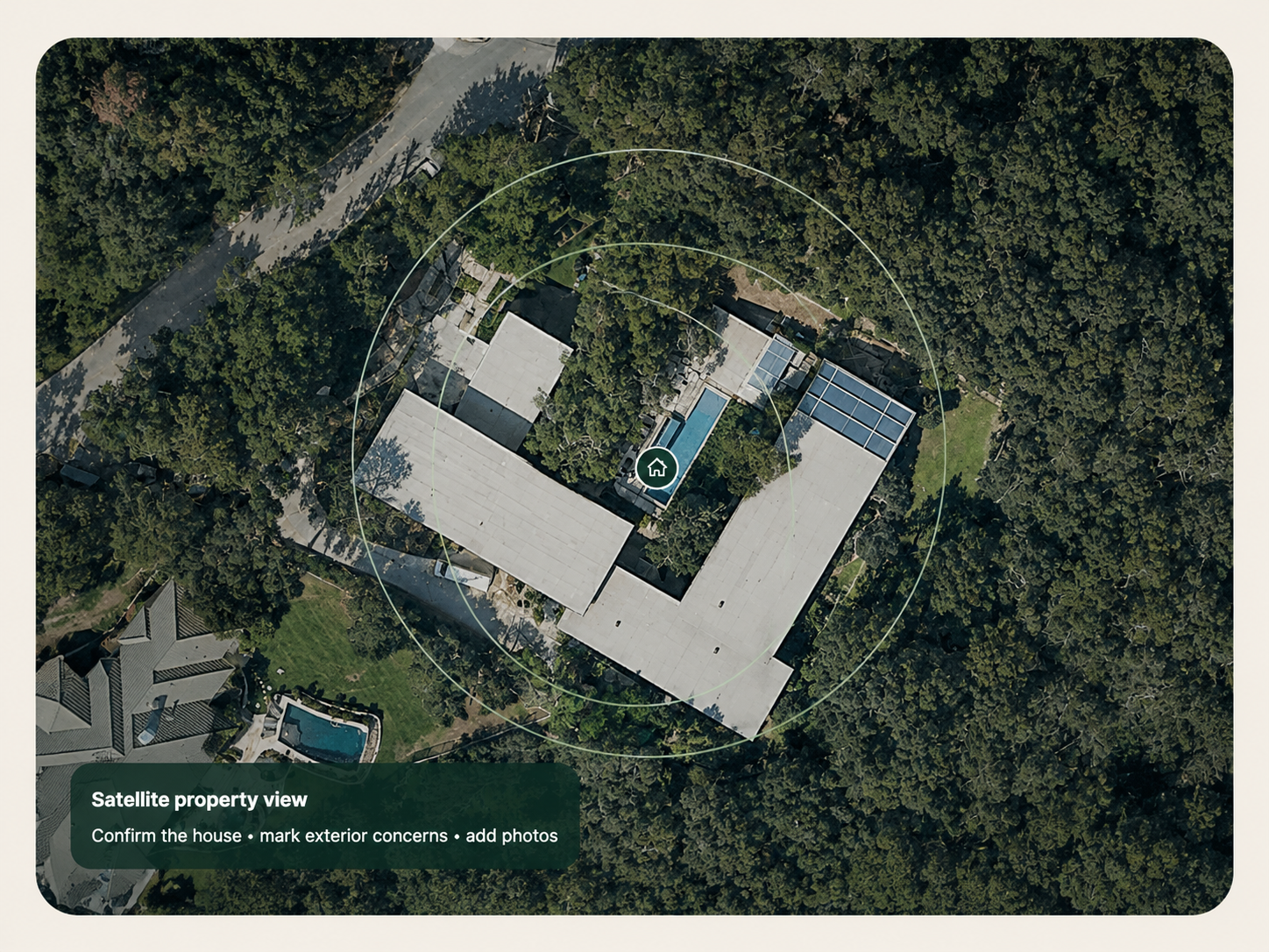 Satellite property view for Austin home intelligence.
